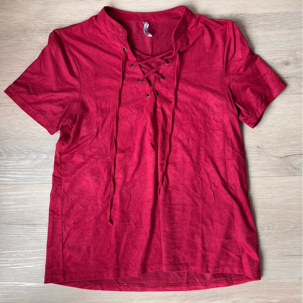 Velvet lace-up top